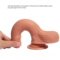 7.09in Double Layer Silicone Realistic Uncut Dildo For Women