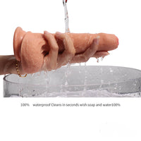 7.09in Double Layer Silicone Realistic Uncut Dildo For Women
