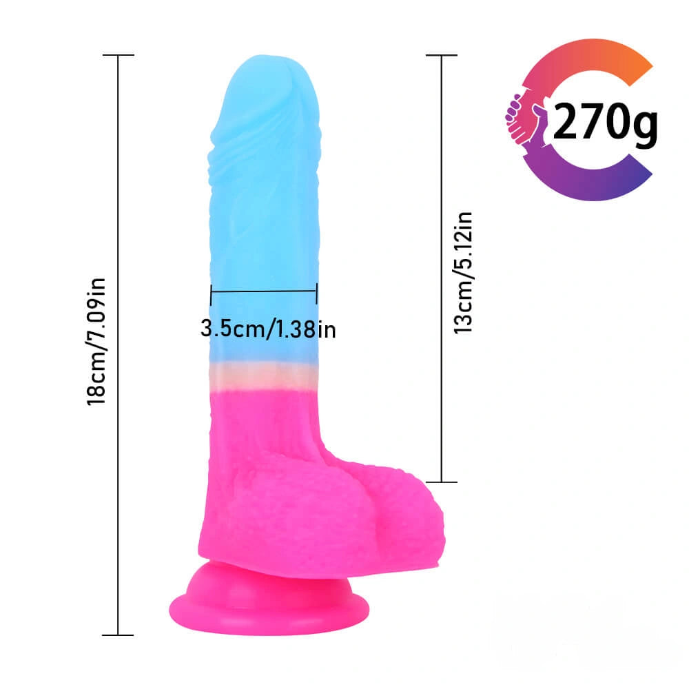 7.09in Erotic Sextoy Silicone Dildo With Strong Suction Cup For Women
