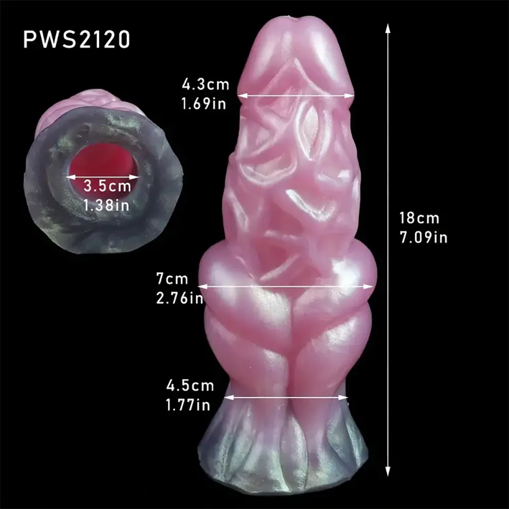 7.09in Hollow Penis Knot Silicone Soft Dildo For Flirting Toy For Couples