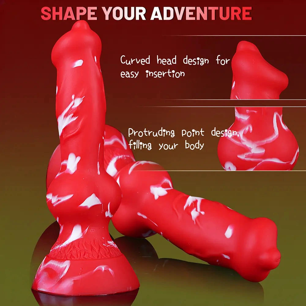 7.09in Lifelike Animal Penis Dog Knot Liquid Silicone Dildo For Couples