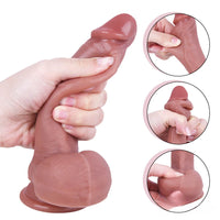 7.09in Lifelike Uncut Dildo With Moving Foreskin For Adults