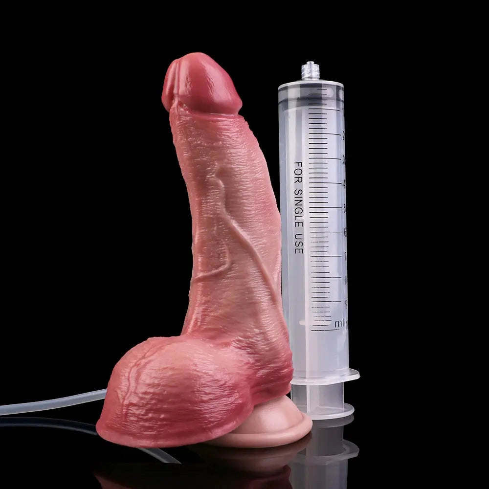 7.09in Liquid Silicone Double Layer Realistic Cumming Dildo For Women