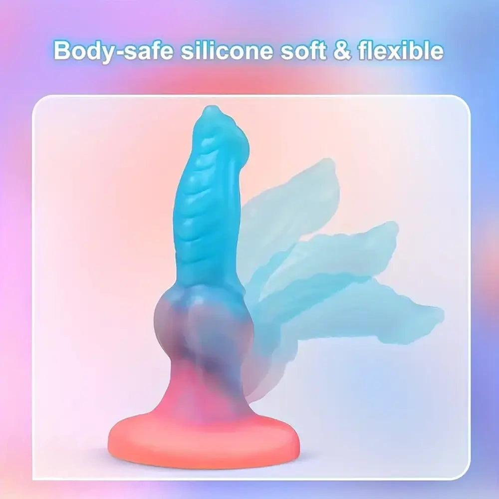 7.09in Luminous Silicone Soft Monster Knot Cock Dildo For Women