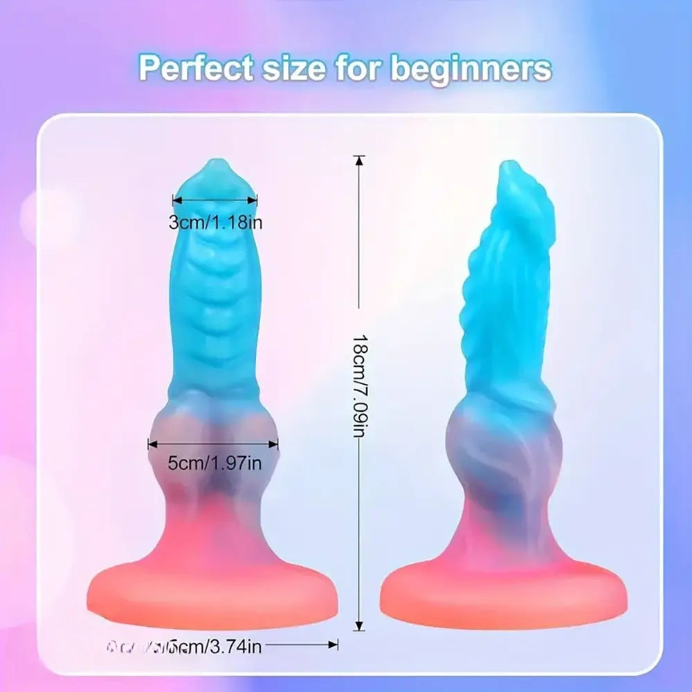 7.09in Luminous Silicone Soft Monster Knot Cock Dildo For Women