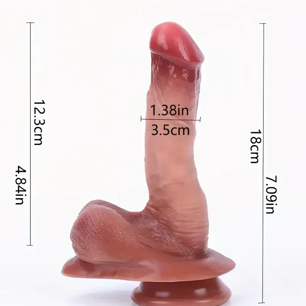 7.09in Real Feeling Skin Silicone Soft Dildo Sex Toy G-Spot Stimulator