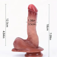 7.09in Real Feeling Skin Silicone Soft Dildo Sex Toy G-Spot Stimulator