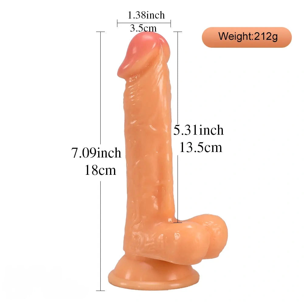 7.09in Real PVC Skin Anal Female Dildo For Sex Toy With Suction Cup