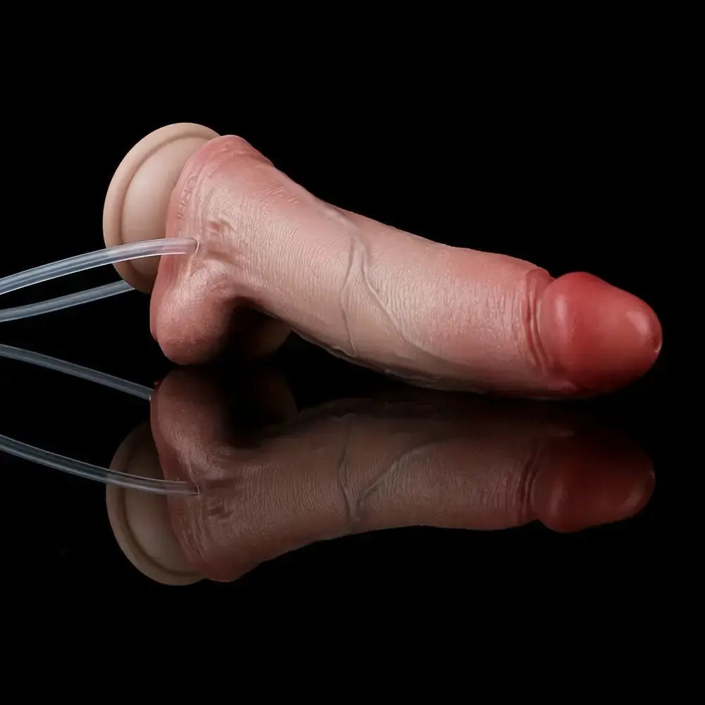 7.09in Realistic Inflatable Cumming Penis Female Masturbator Anal Dildo