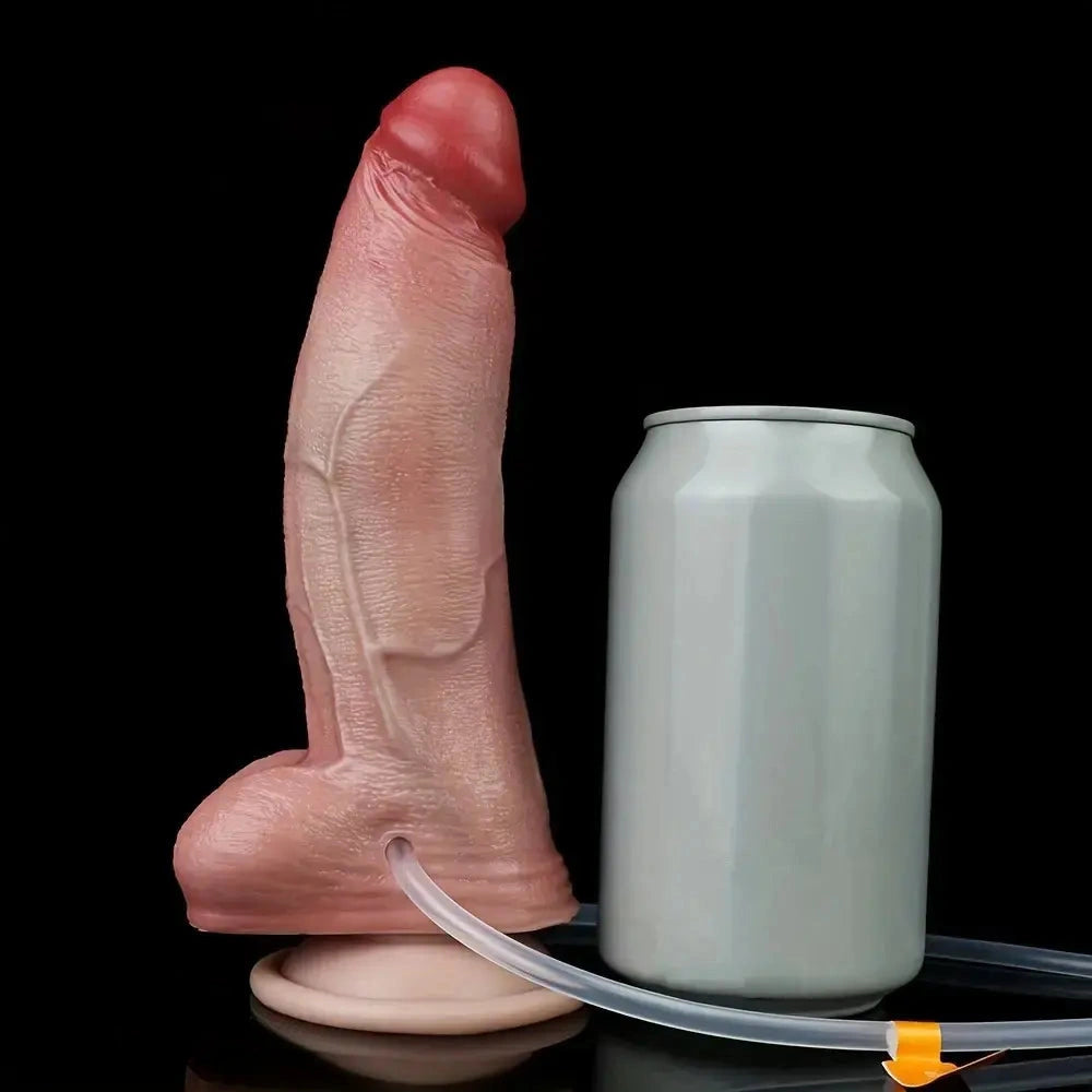 7.09in Realistic Inflatable Cumming Penis Female Masturbator Anal Dildo