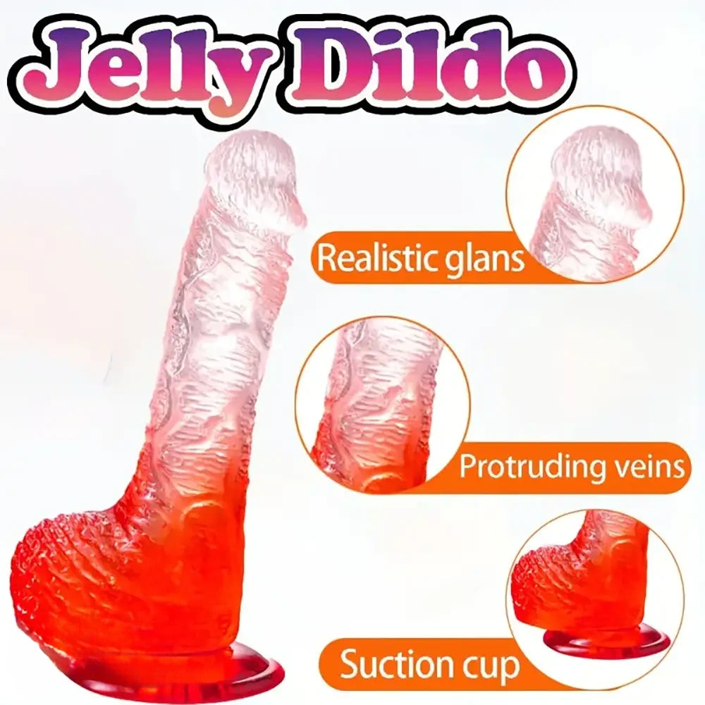 7.09in Realistic Jelly Male Dildo For G-spot Simulation With Suction Cup