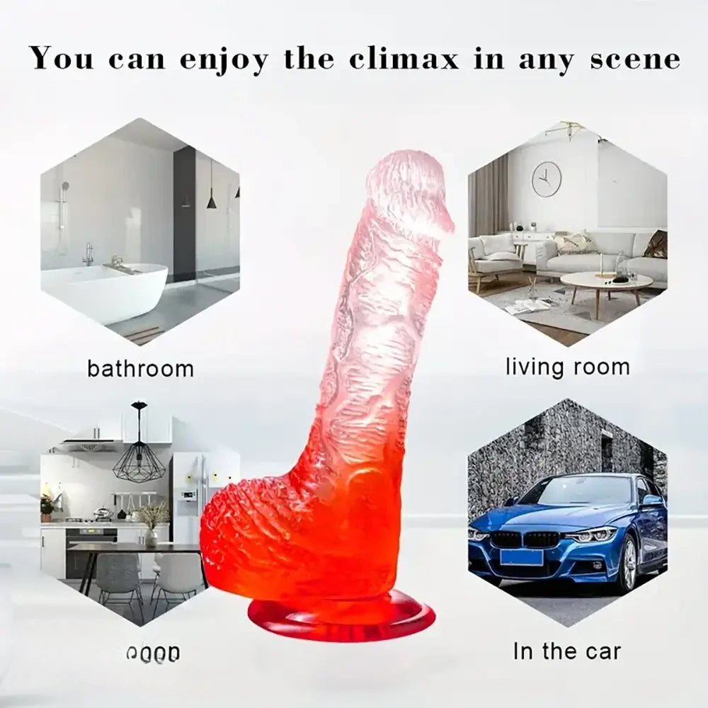 7.09in Realistic Jelly Male Dildo For G-spot Simulation With Suction Cup