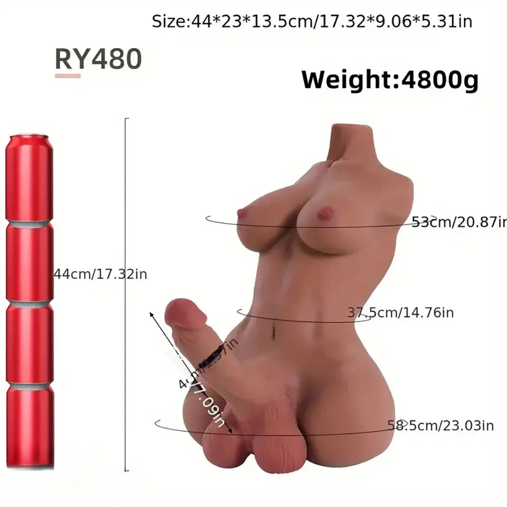 7.09in Realistic Transgender Love Doll Torso With Lifelike Silicone Dildo
