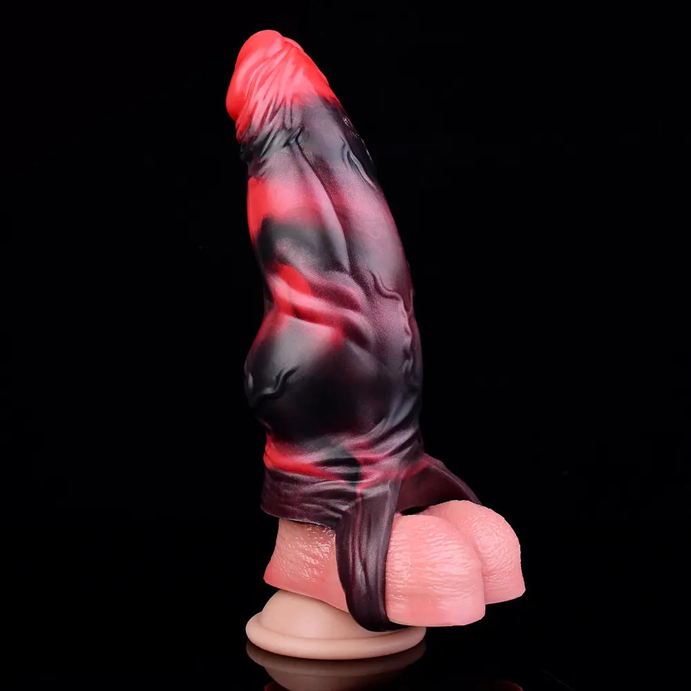 7.09in Silicone Cock Sleeve Knot Dildo Vibrating Hollow Cock Ring Sex Toy