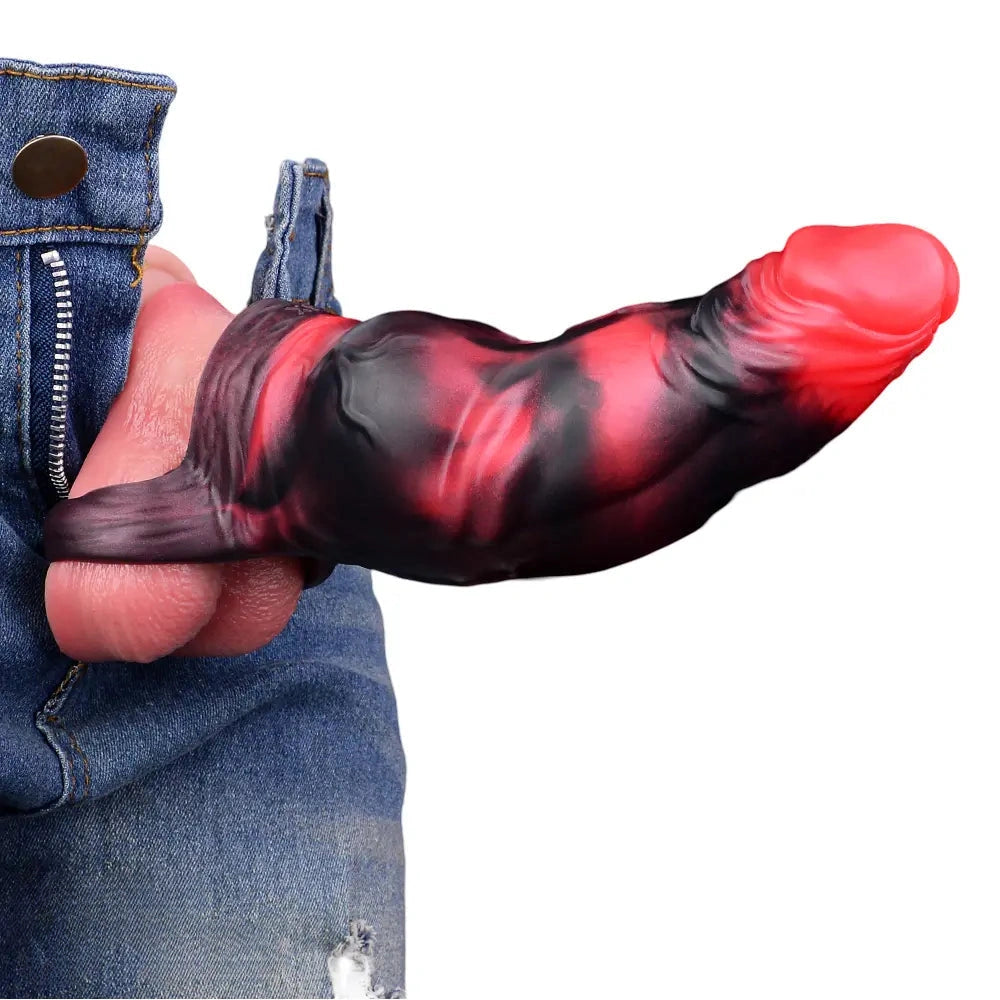 7.09in Silicone Cock Sleeve Knot Dildo Vibrating Hollow Cock Ring Sex Toy