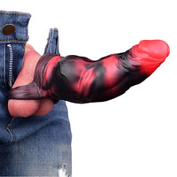 7.09in Silicone Cock Sleeve Knot Dildo Vibrating Hollow Cock Ring Sex Toy