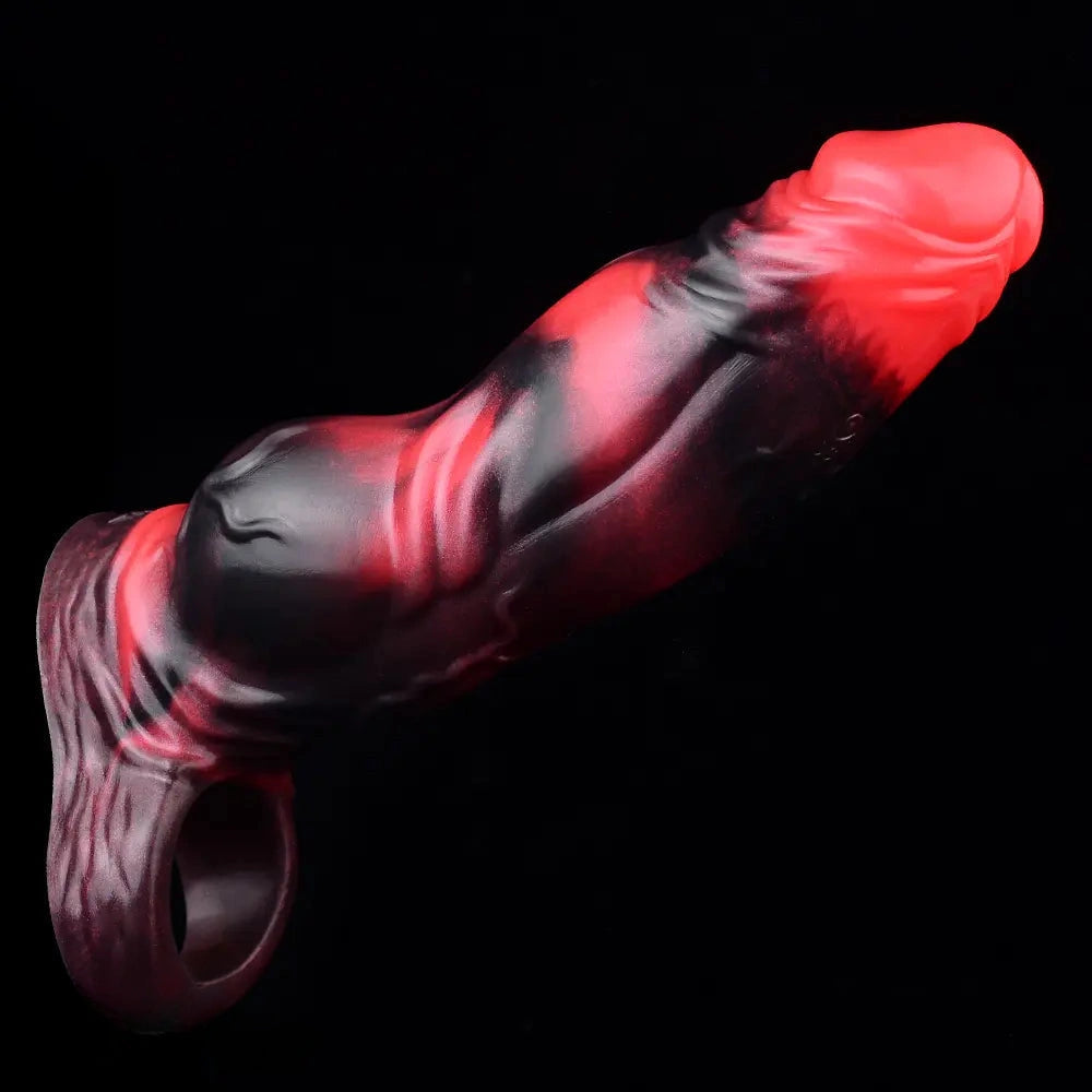 7.09in Silicone Cock Sleeve Knot Dildo Vibrating Hollow Cock Ring Sex Toy