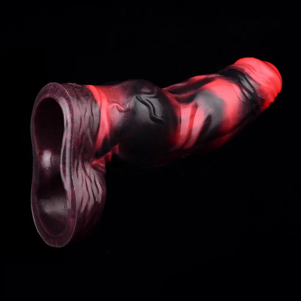 7.09in Silicone Cock Sleeve Knot Dildo Vibrating Hollow Cock Ring Sex Toy
