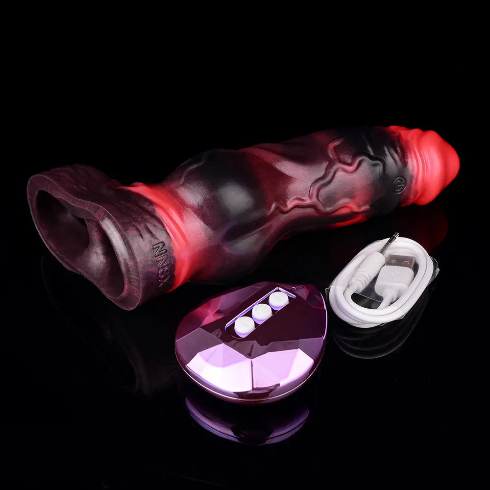 7.09in Silicone Cock Sleeve Knot Dildo Vibrating Hollow Cock Ring Sex Toy
