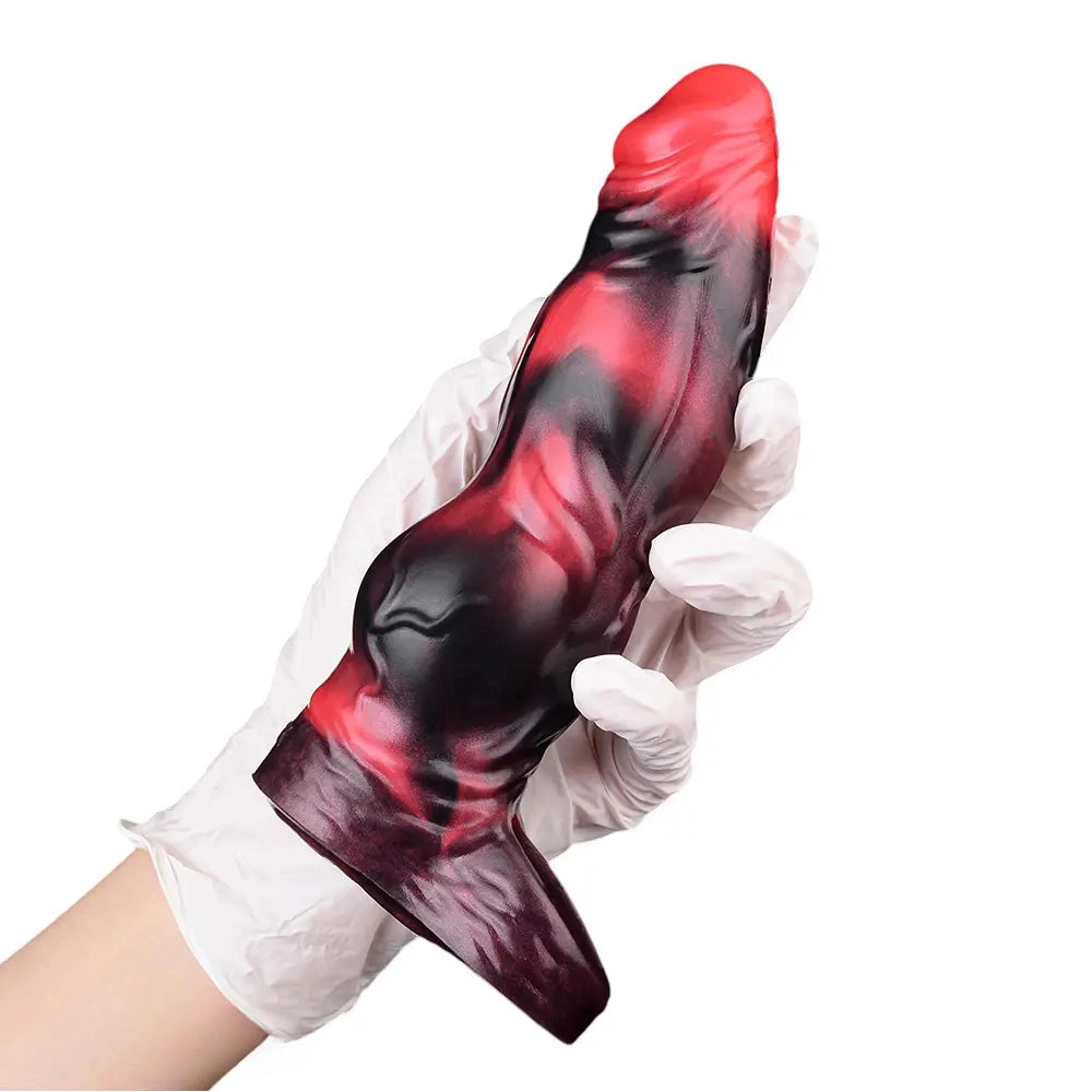 7.09in Silicone Cock Sleeve Knot Dildo Vibrating Hollow Cock Ring Sex Toy
