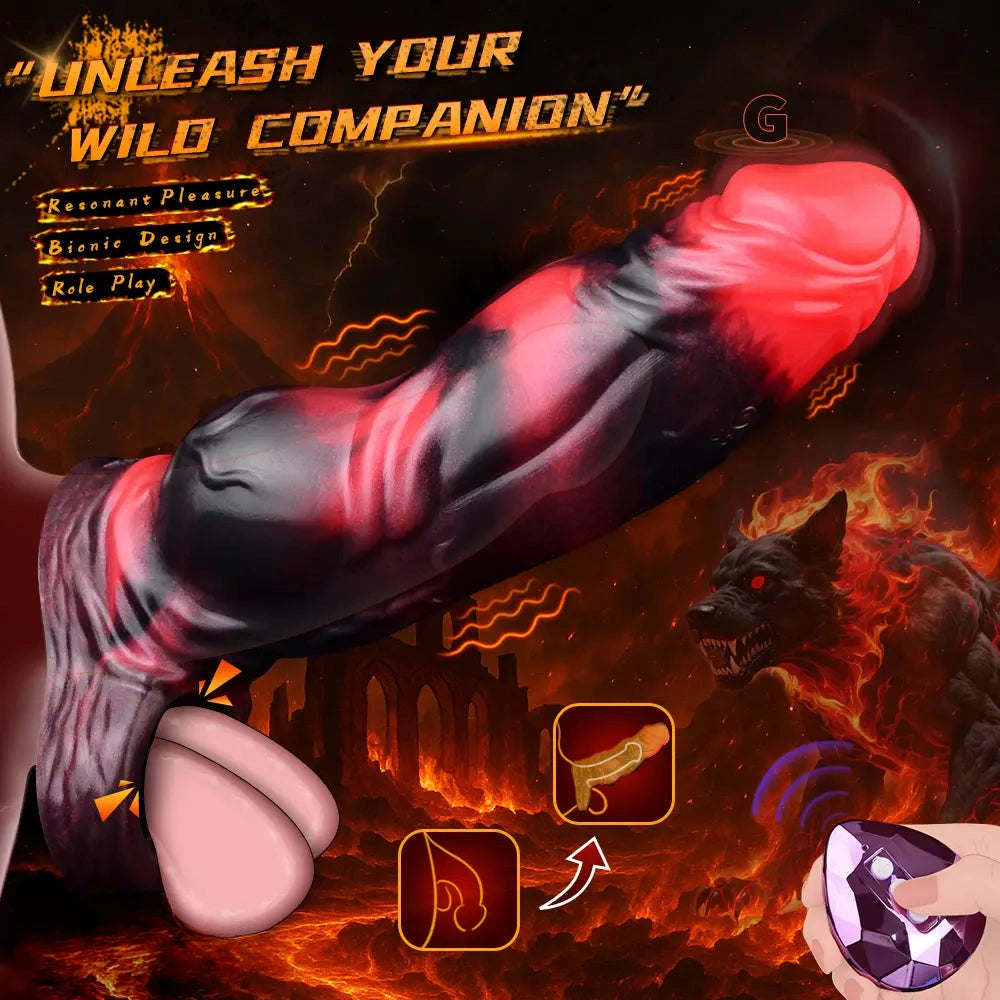 7.09in Silicone Cock Sleeve Knot Dildo Vibrating Hollow Cock Ring Sex Toy