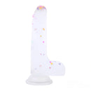 7.09in Soft Jelly Colorful Particles Dildo Penis Stroker Dick Toy