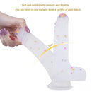 7.09in Soft Jelly Colorful Particles Dildo Penis Stroker Dick Toy