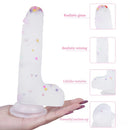 7.09in Soft Jelly Colorful Particles Dildo Penis Stroker Dick Toy
