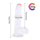 7.09in Soft Jelly Colorful Particles Dildo Penis Stroker Dick Toy