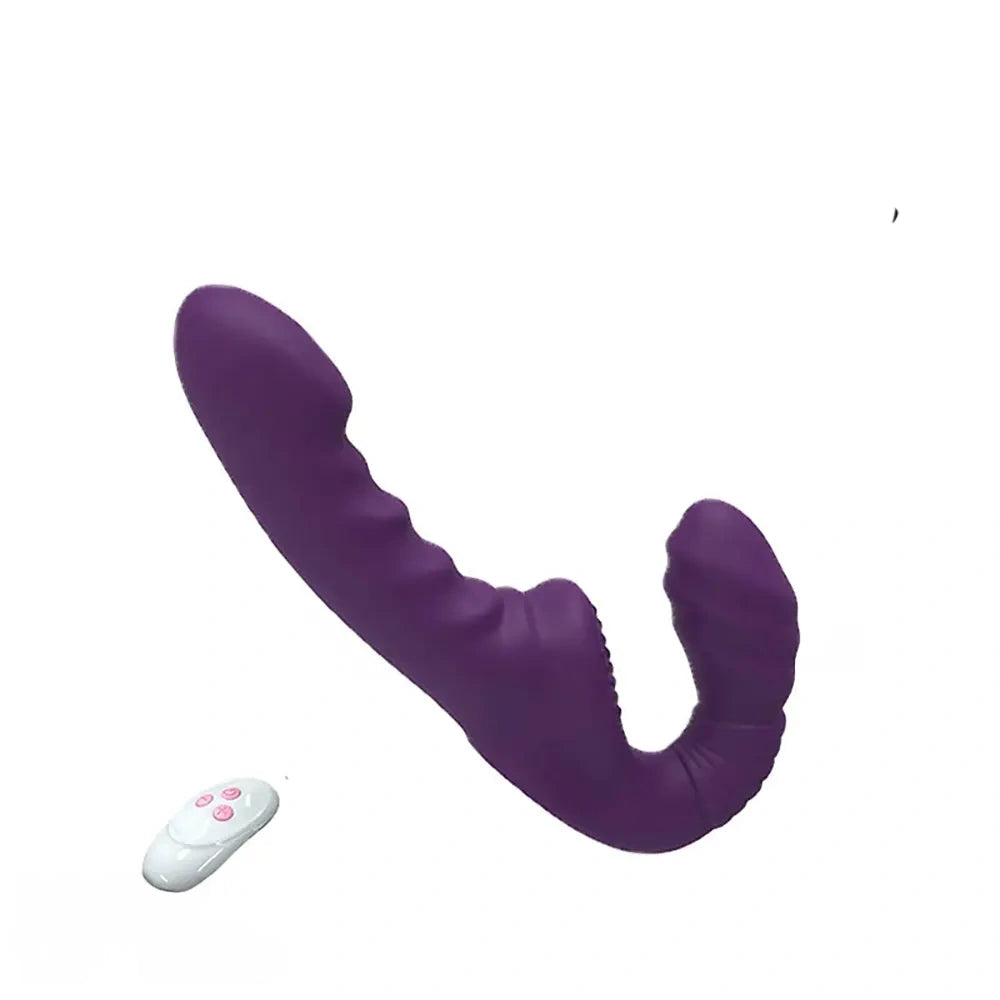 7.09in Strapless Strap On Double End Dildo Remote Control Vibrator