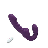 7.09in Strapless Strap On Double End Dildo Remote Control Vibrator
