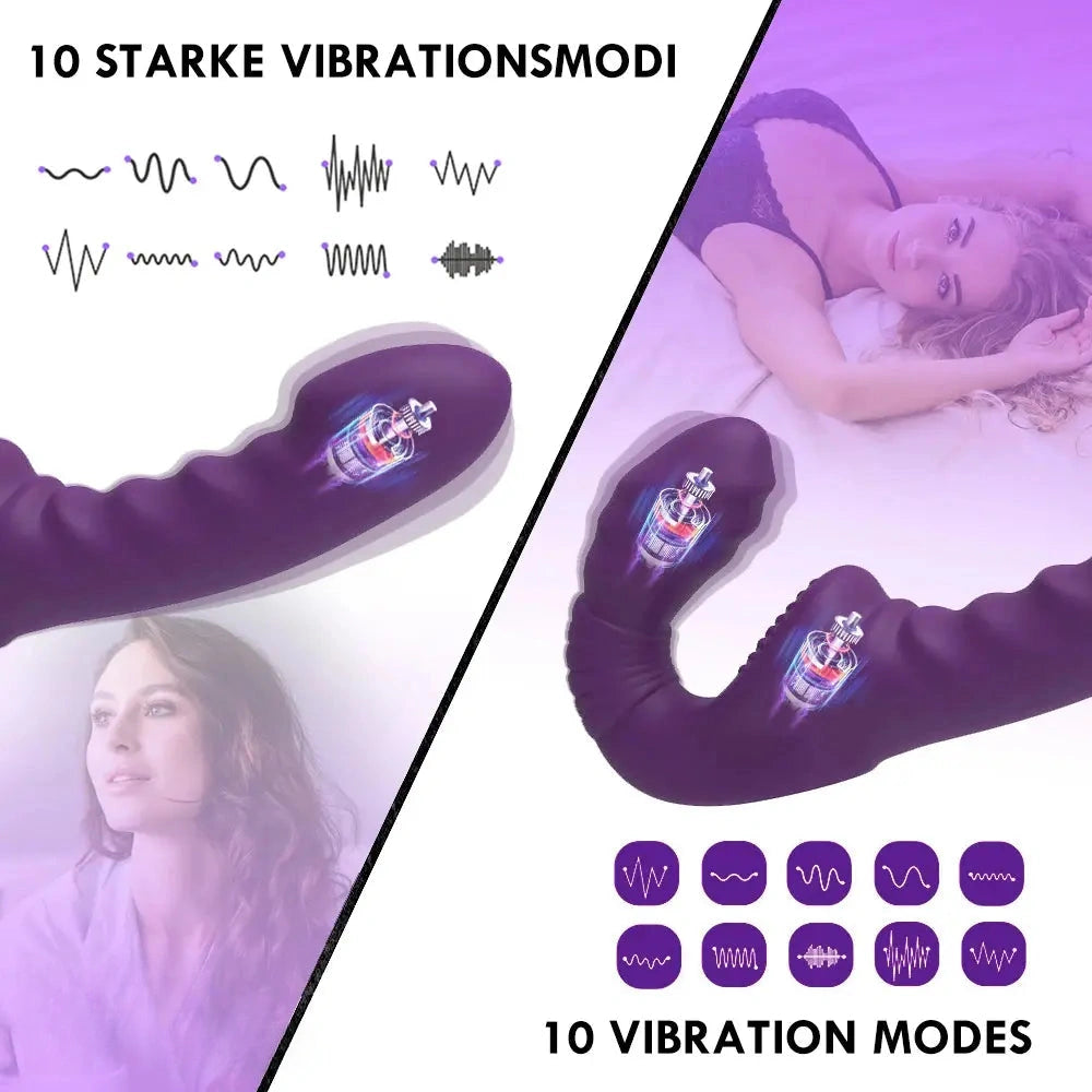 7.09in Strapless Strap On Double End Dildo Remote Control Vibrator