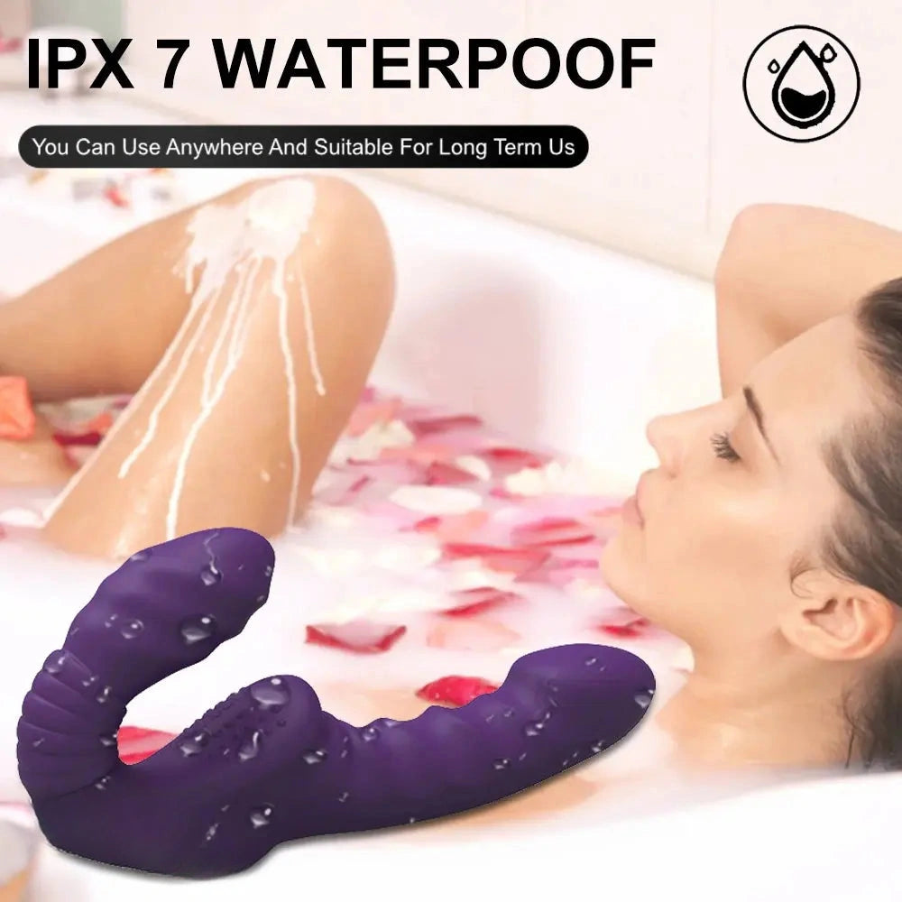7.09in Strapless Strap On Double End Dildo Remote Control Vibrator