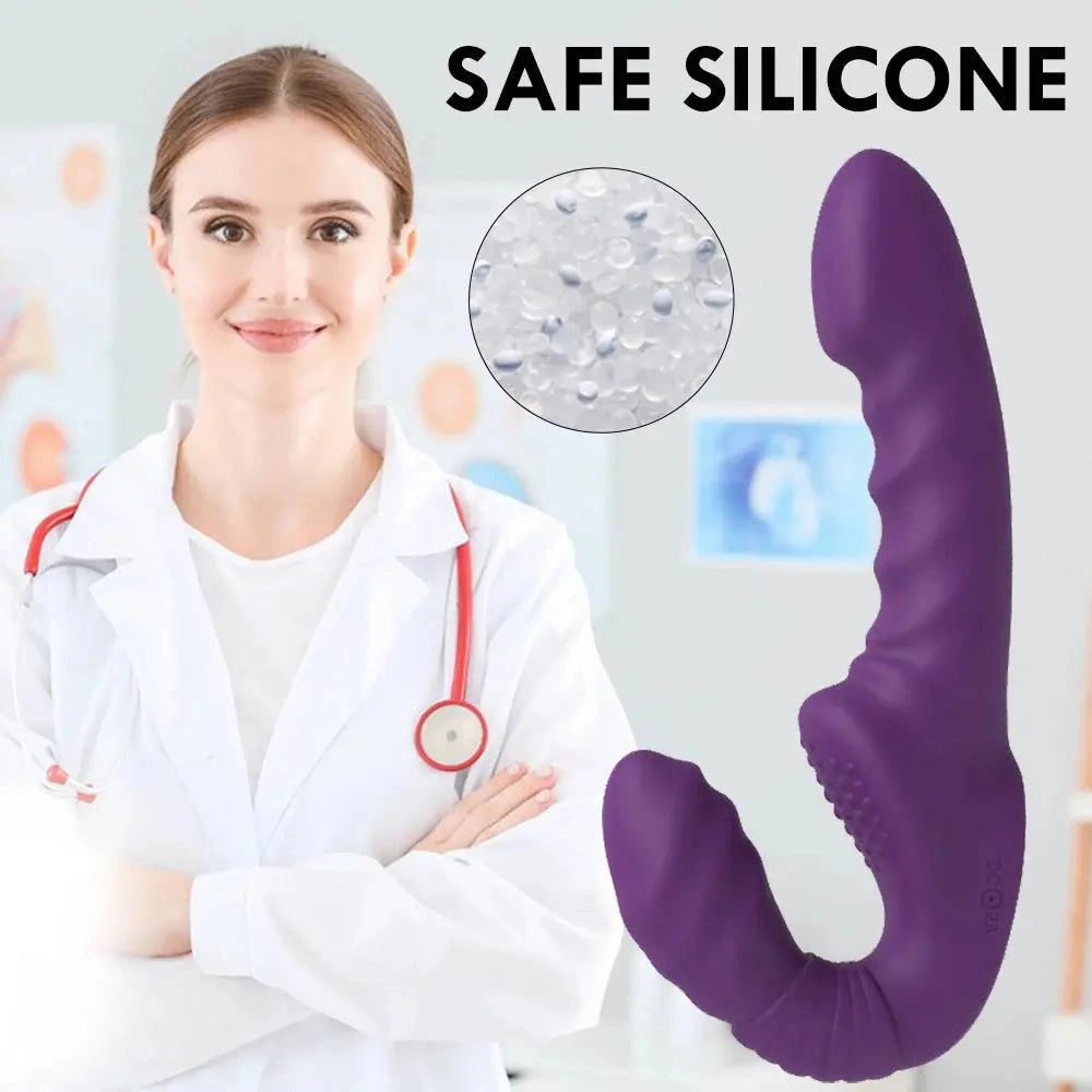 7.09in Strapless Strap On Double End Dildo Remote Control Vibrator