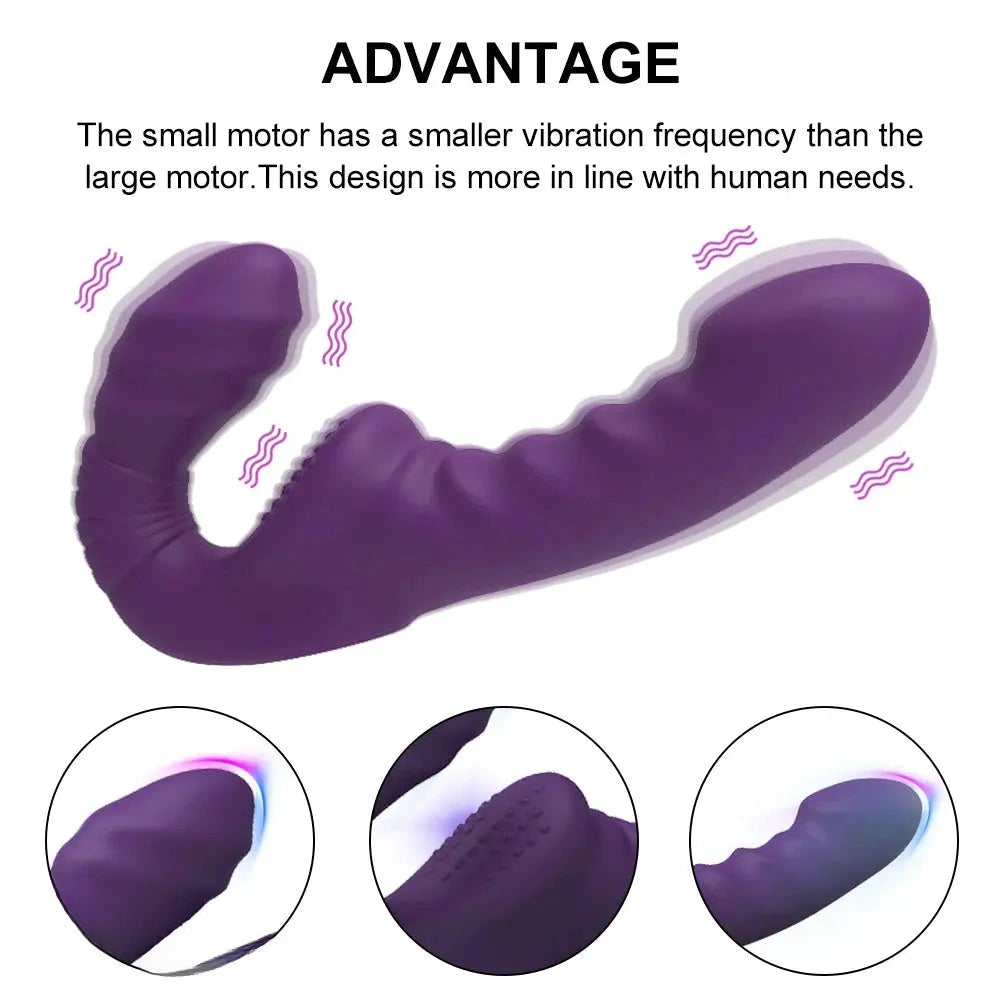 7.09in Strapless Strap On Double End Dildo Remote Control Vibrator