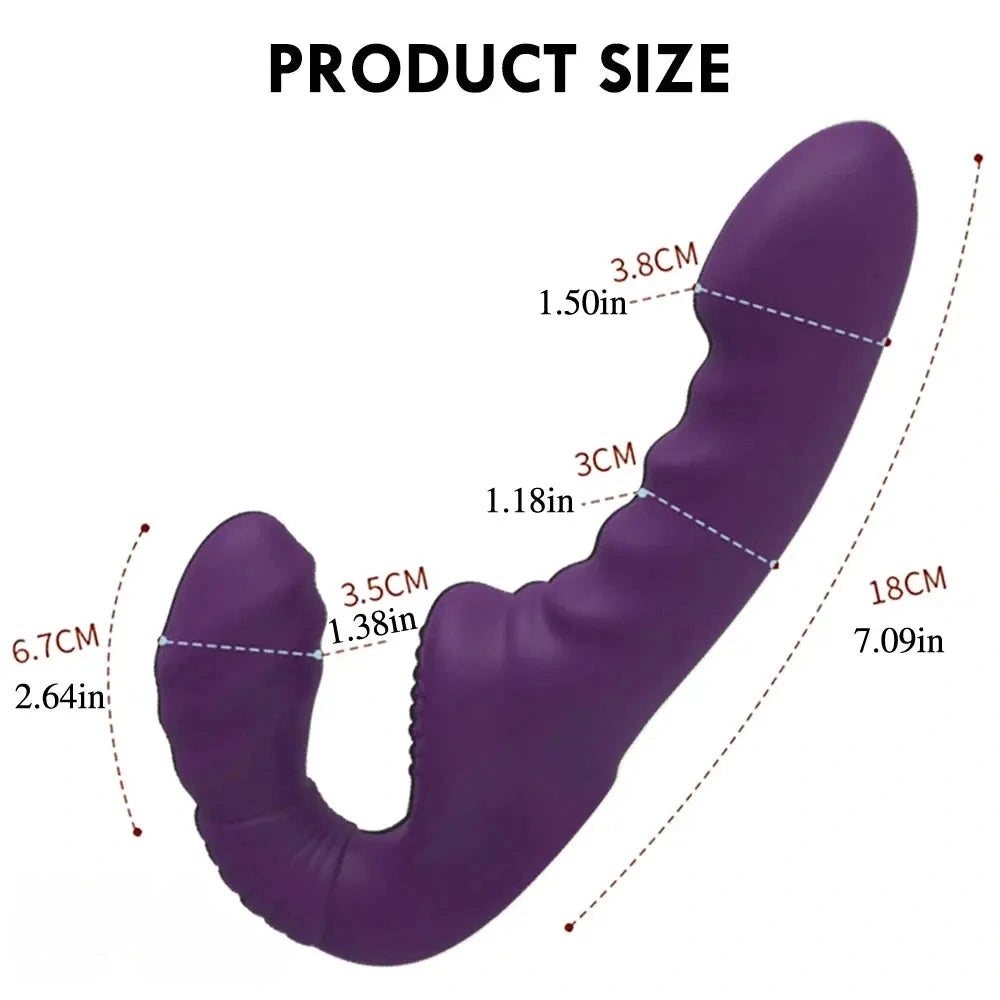 7.09in Strapless Strap On Double End Dildo Remote Control Vibrator