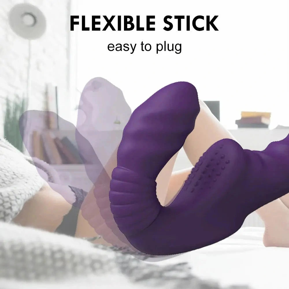 7.09in Strapless Strap On Double End Dildo Remote Control Vibrator