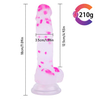 7.09in Trans Colors Jelly Erotic Soft Dildo Double Layer Female Sex Toy