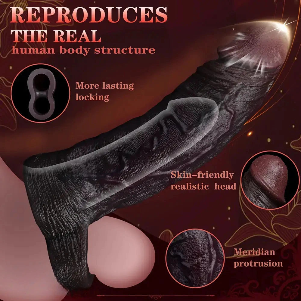 7.09in Ultra-soft Liquid Silicone Real Dildo Sleeve Reusable Penis Cover