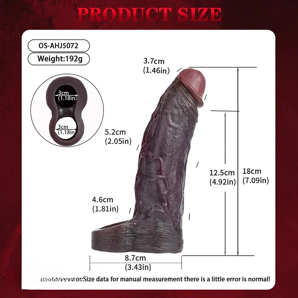7.09in Ultra-soft Liquid Silicone Real Dildo Sleeve Reusable Penis Cover