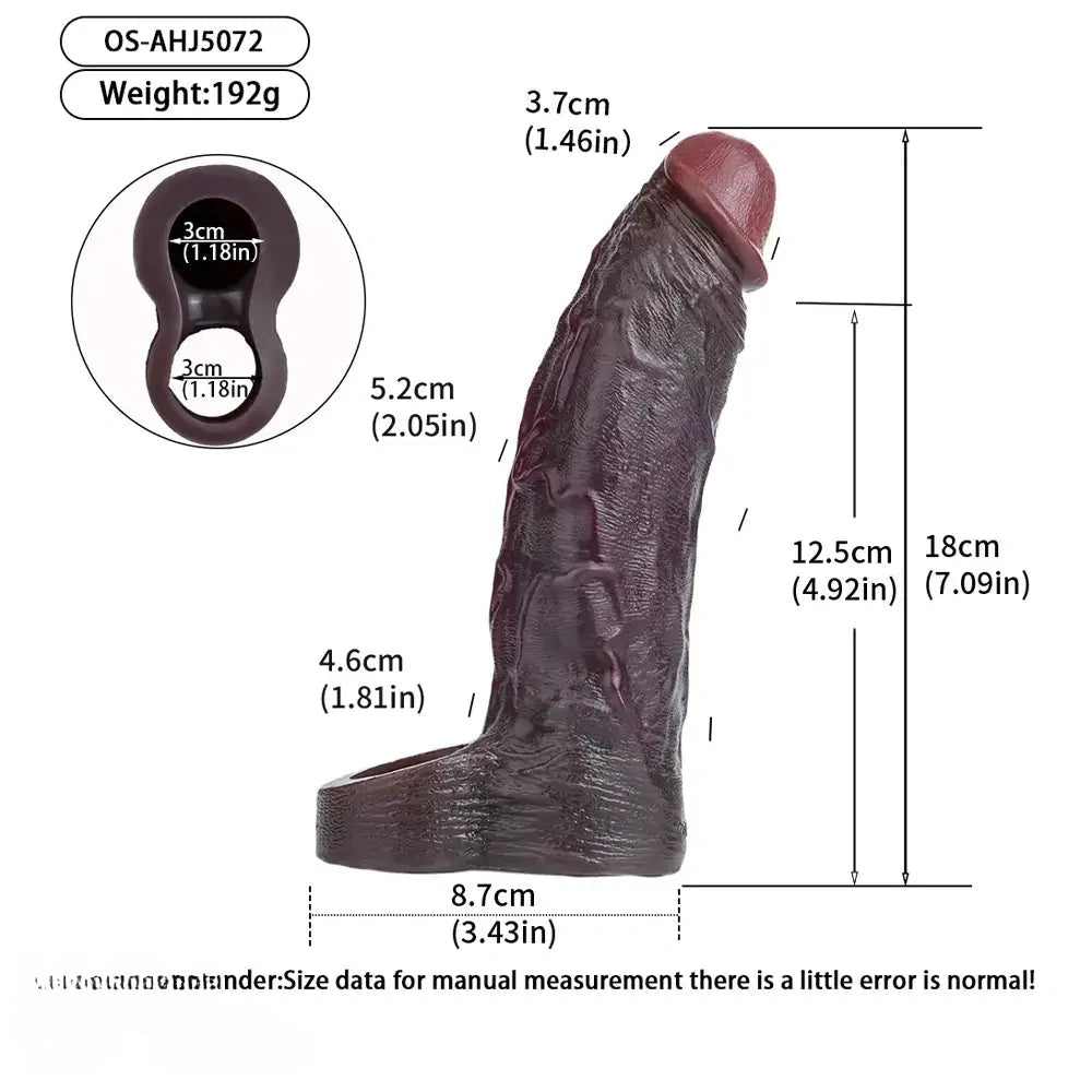 7.09in Ultra-soft Liquid Silicone Real Dildo Sleeve Reusable Penis Cover