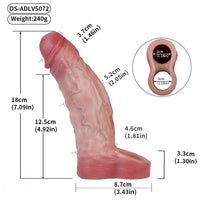 7.09in Vibrating Realistic Remote Silicone Hollow Dildo Sleeve Extender