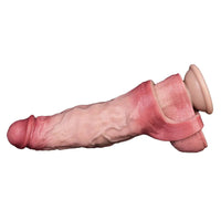 7.09in Vibrating Realistic Remote Silicone Hollow Dildo Sleeve Extender