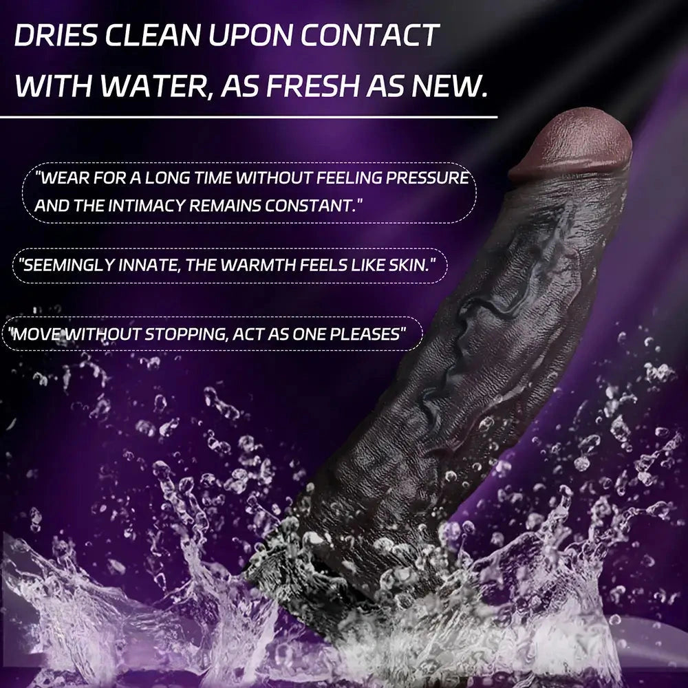 7.09in Vibrating Realistic Texture Stem Pulse Detail Couples Sex Dildo Sleeve