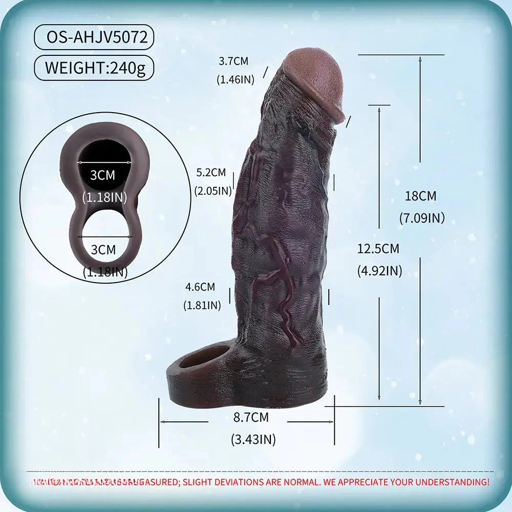 7.09in Vibrating Realistic Texture Stem Pulse Detail Couples Sex Dildo Sleeve