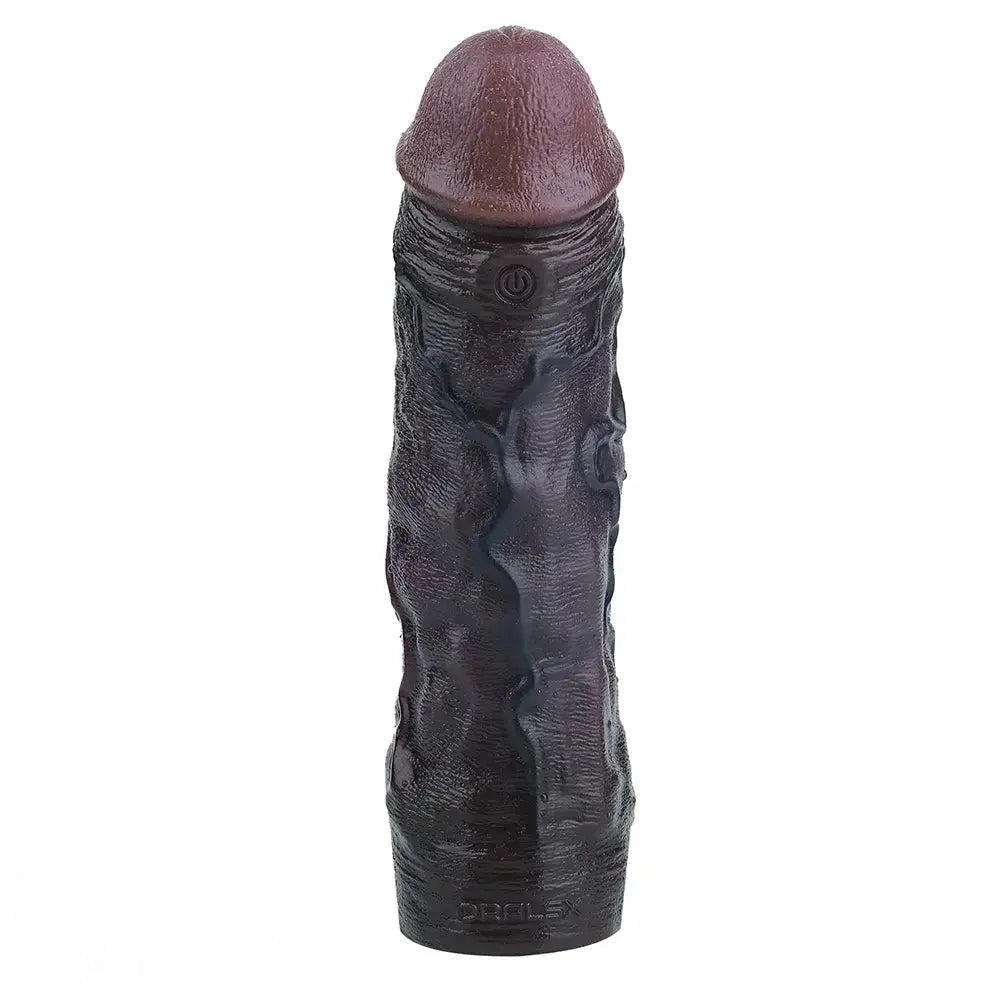 7.09in Vibrating Realistic Texture Stem Pulse Detail Couples Sex Dildo Sleeve