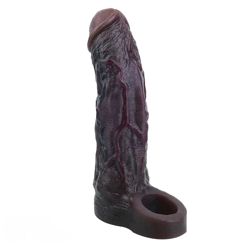 7.09in Vibrating Realistic Texture Stem Pulse Detail Couples Sex Dildo Sleeve