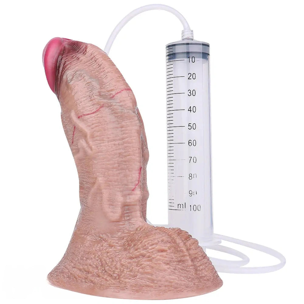 7.16in Double Density Silicone Soft Ejaculating Dildo For Suction Cup Dick