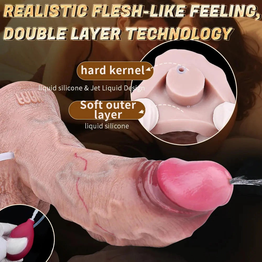 7.16in Double Density Silicone Soft Ejaculating Dildo For Suction Cup Dick