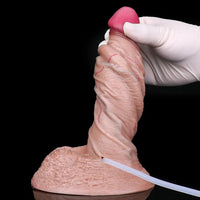 7.16in Double Density Silicone Soft Ejaculating Dildo For Suction Cup Dick